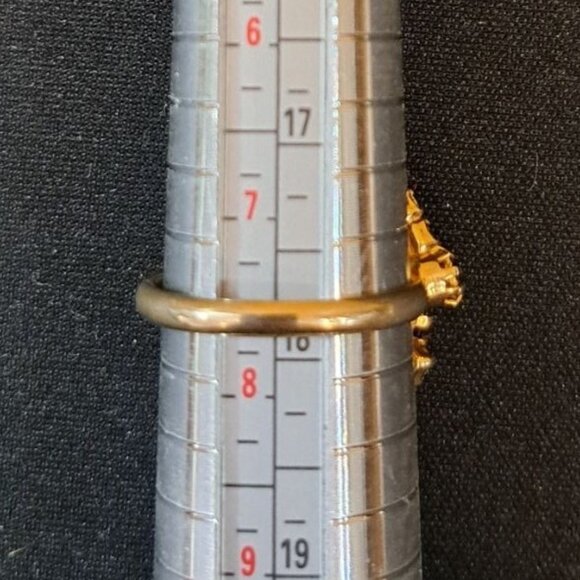 Vintage 80's Black Stone Gold-Plated Cocktail Ring Adjustable Size - Picture 4 of 5